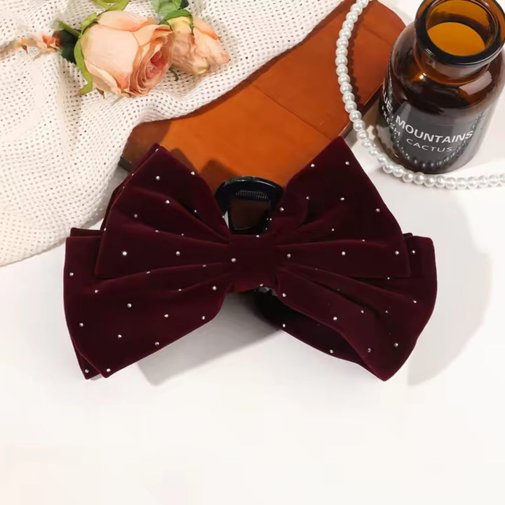 Velvet Bow Hair Claw Clip