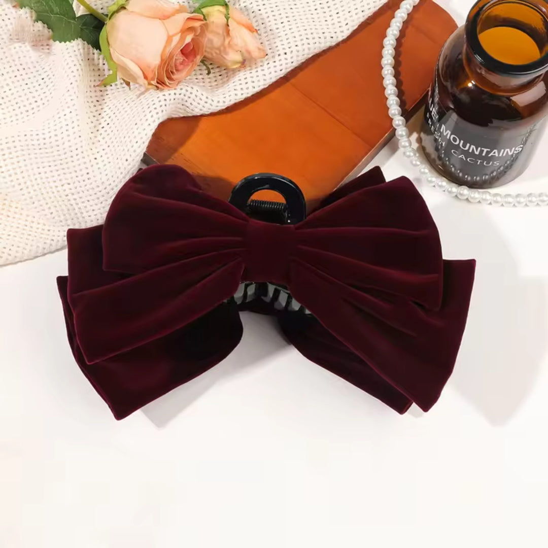 Velvet Bow Hair Claw Clip