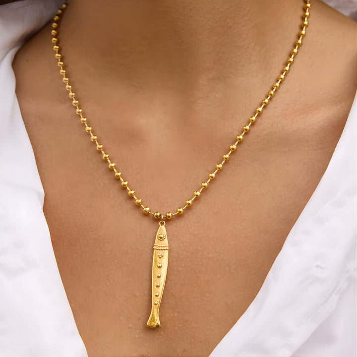 18K Gold PVD Stainless Steel - Fish Pendant Necklace