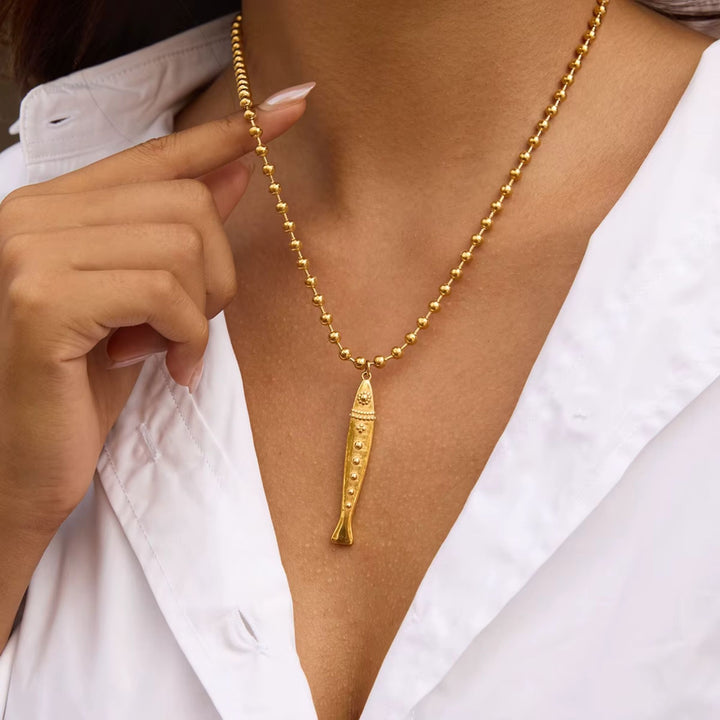 18K Gold PVD Stainless Steel - Fish Pendant Necklace