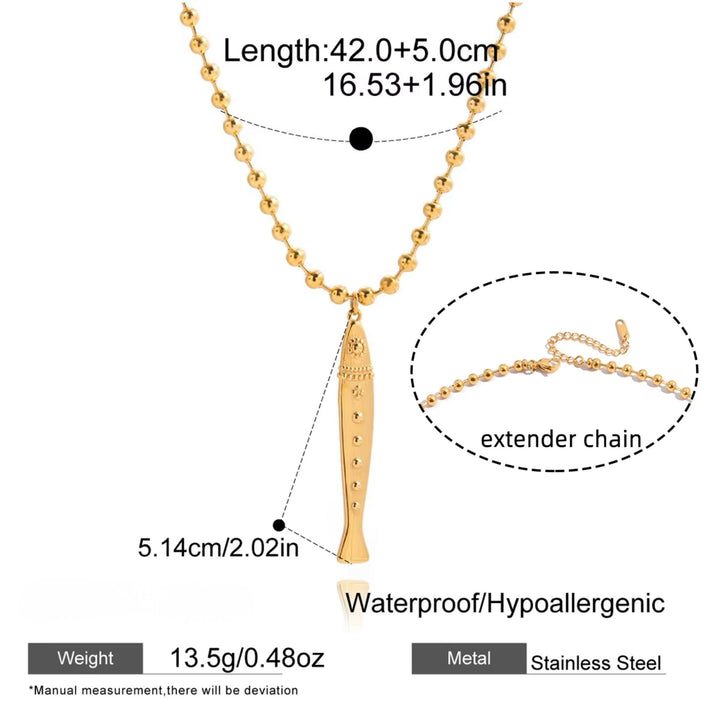 18K Gold PVD Stainless Steel - Fish Pendant Necklace