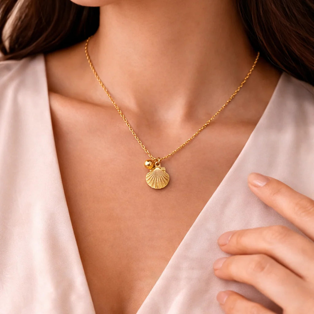 Gold-Plated Anti Tarnish Shell Pendant Necklace