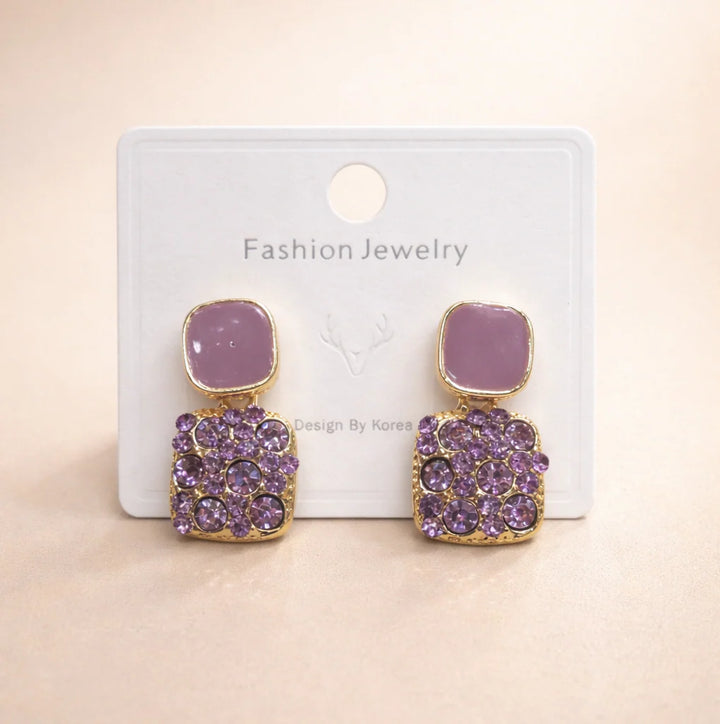 Korean Purple rectangle Stud Earrings