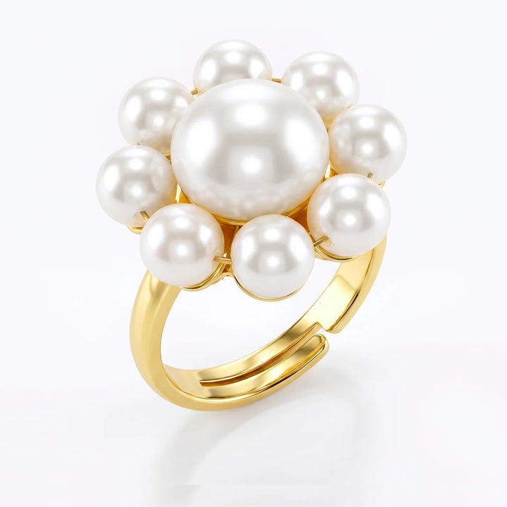 Anti Tarnish Pearl Adjustable Ring